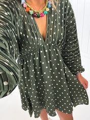 Green Polka Dot Dolman Dress