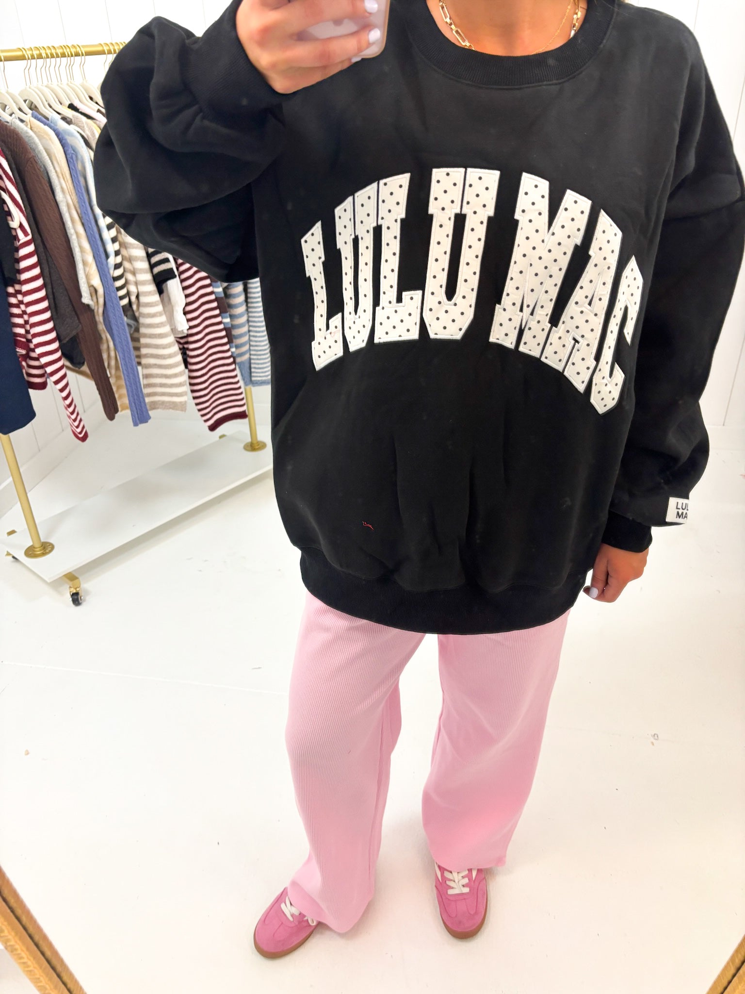 Black & White Polka Dot Sweatshirt Lulu Mac