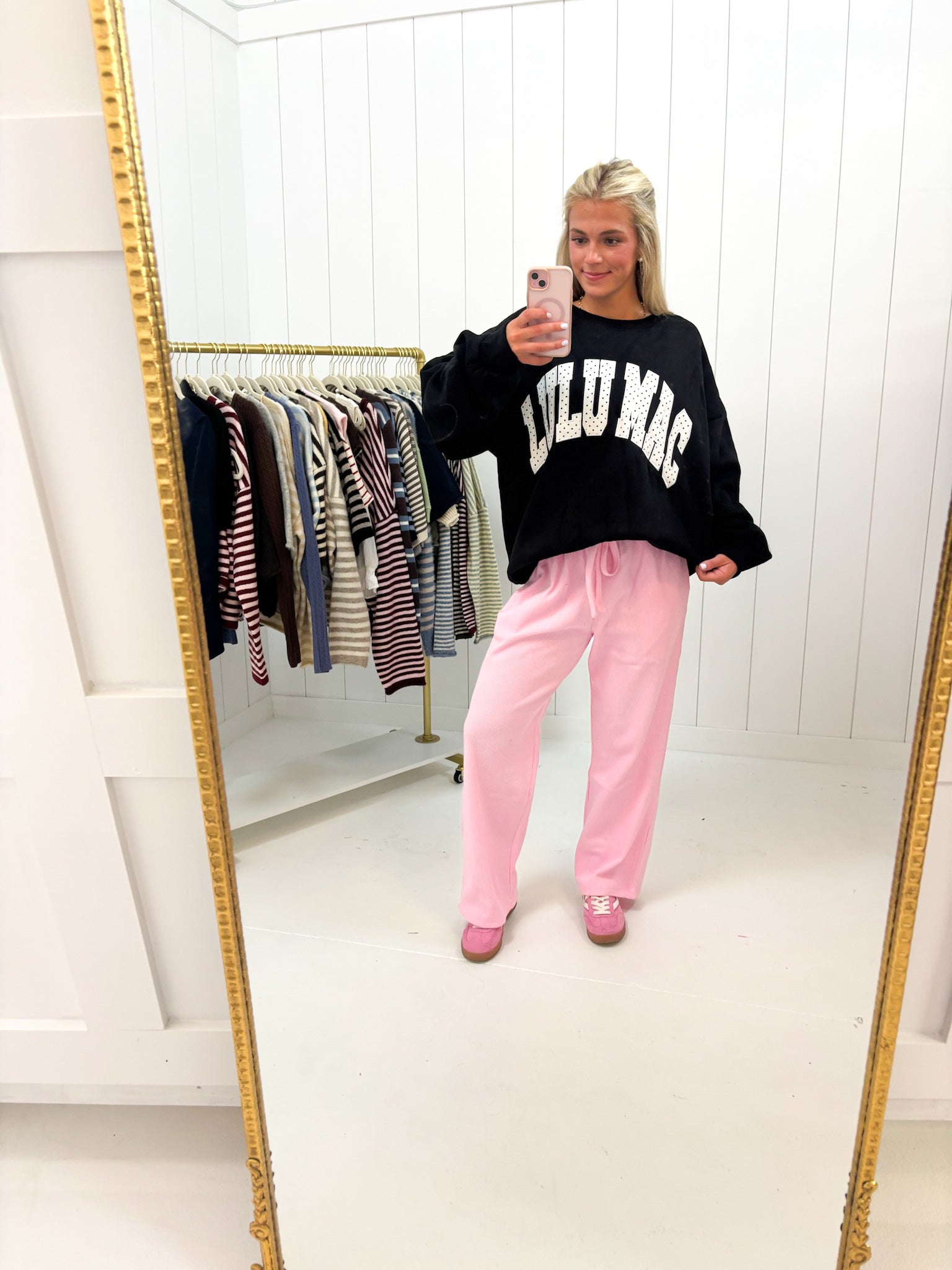 Black & White Polka Dot Sweatshirt Lulu Mac