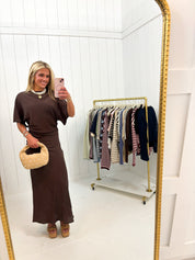 Brown Ruched Waist Dress