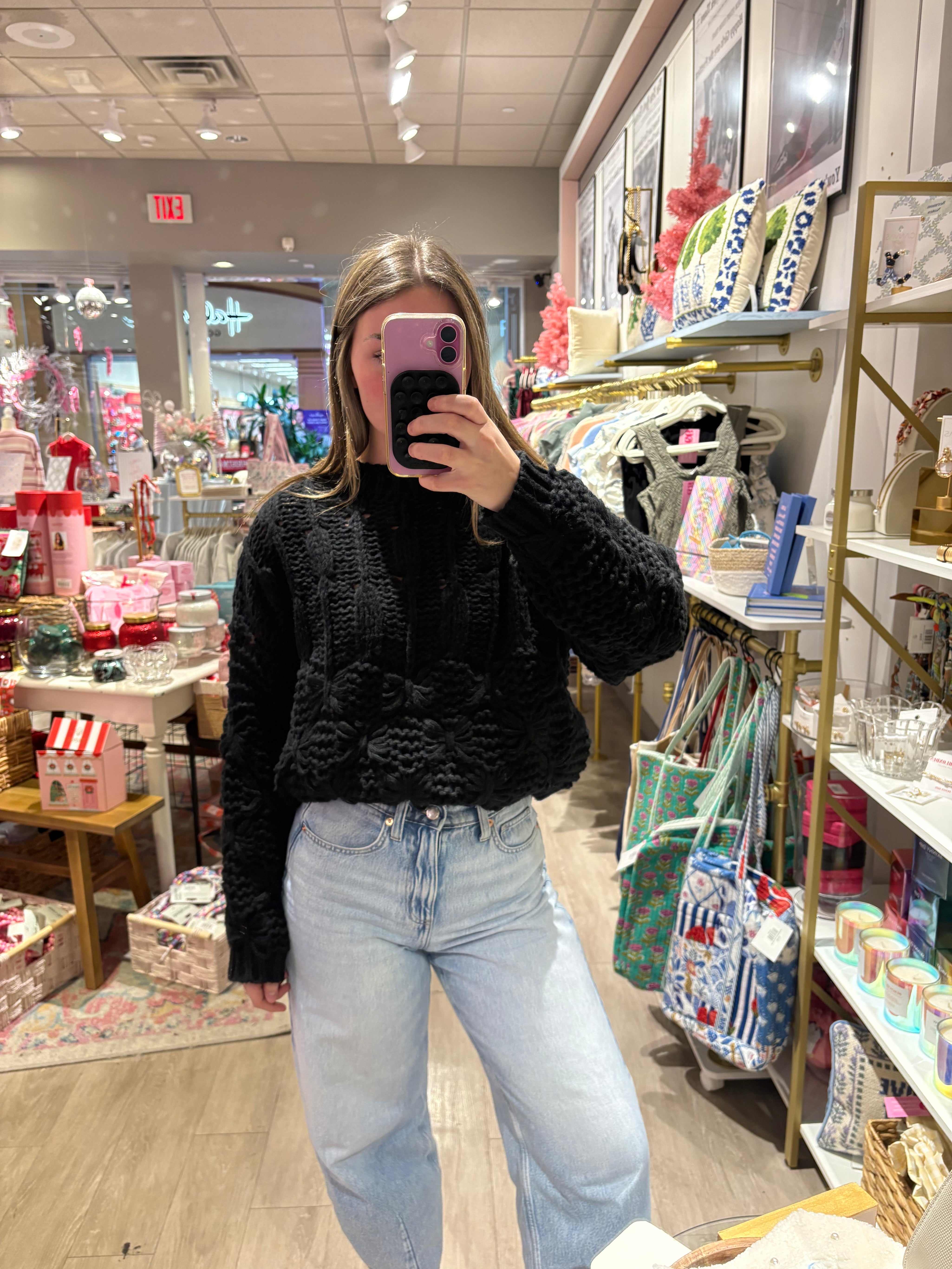 Black Cable Knit Pullover Sweater