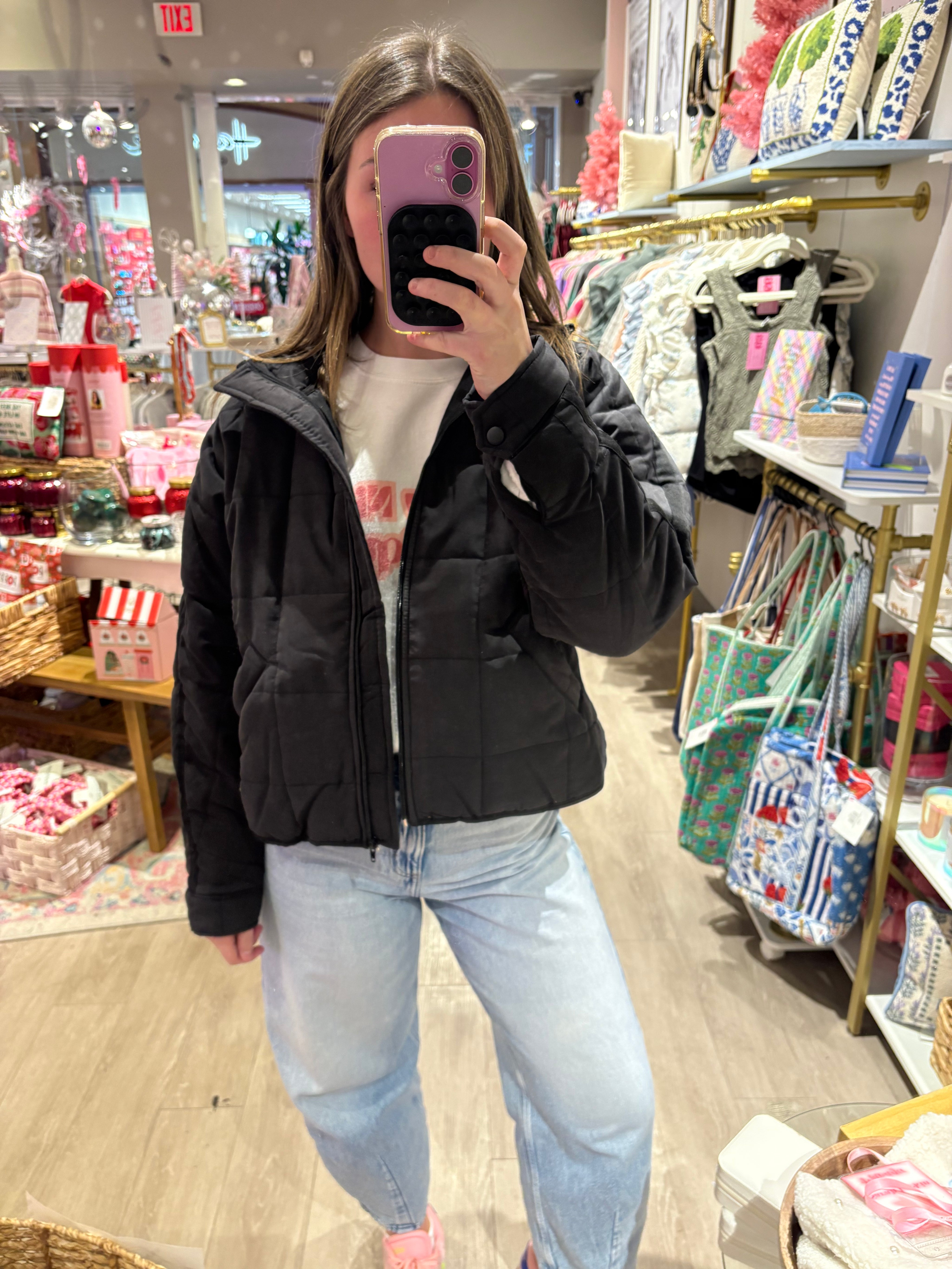 Black Quilted Puffer Jacket