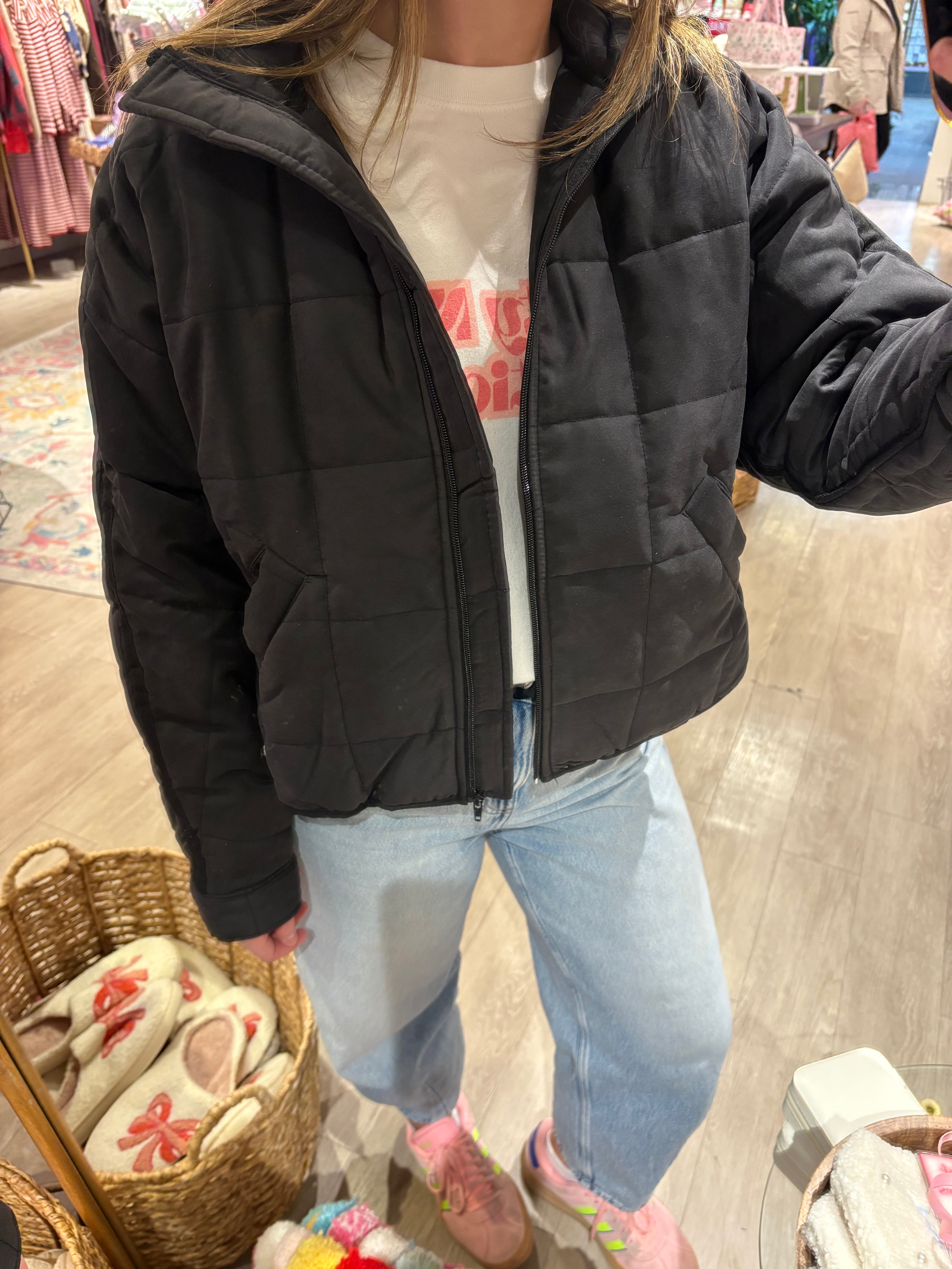 Black Quilted Puffer Jacket