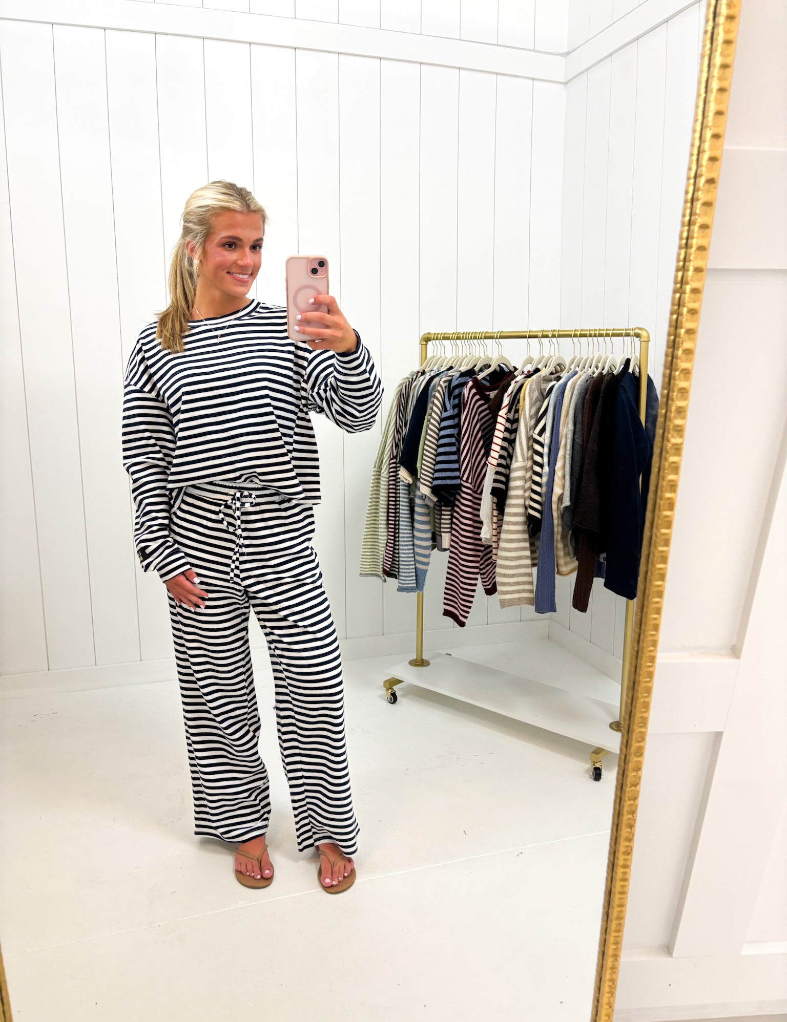 Navy Stripe Longsleeve Top Lulu Mac — classic long sleeves for extra coziness and playful stripe pattern for everyday style