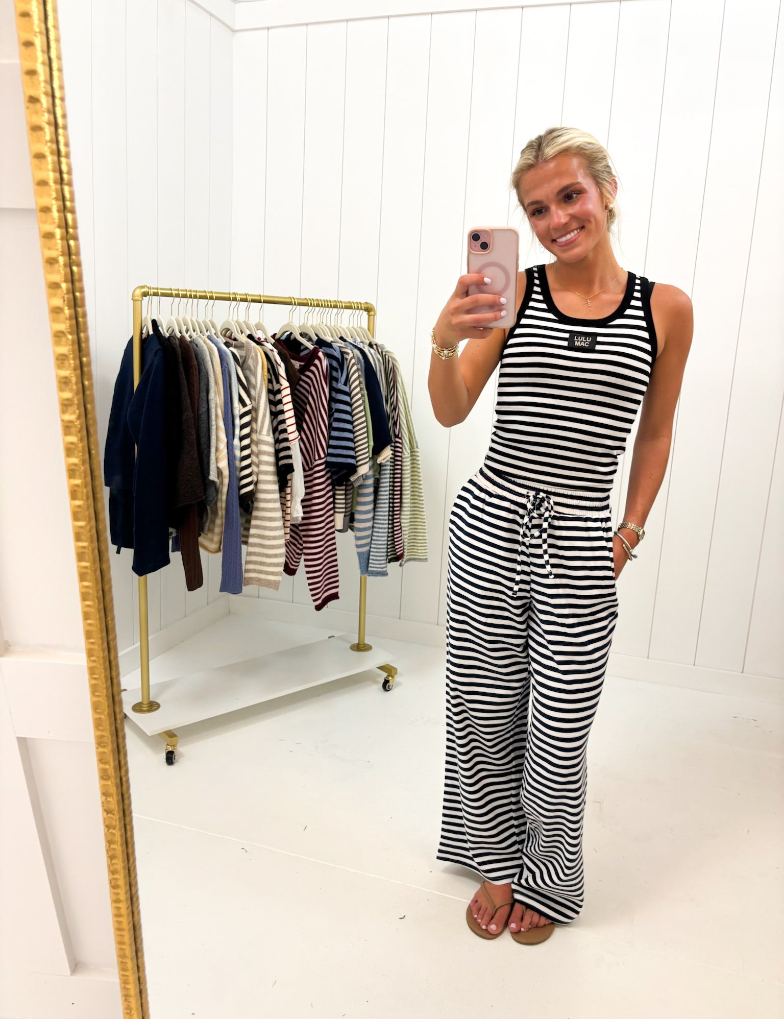 Black Stripe Tank Lulu Mac showing classic stripe design for a timeless look