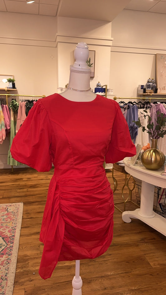 Red Puff Sleeve Dress