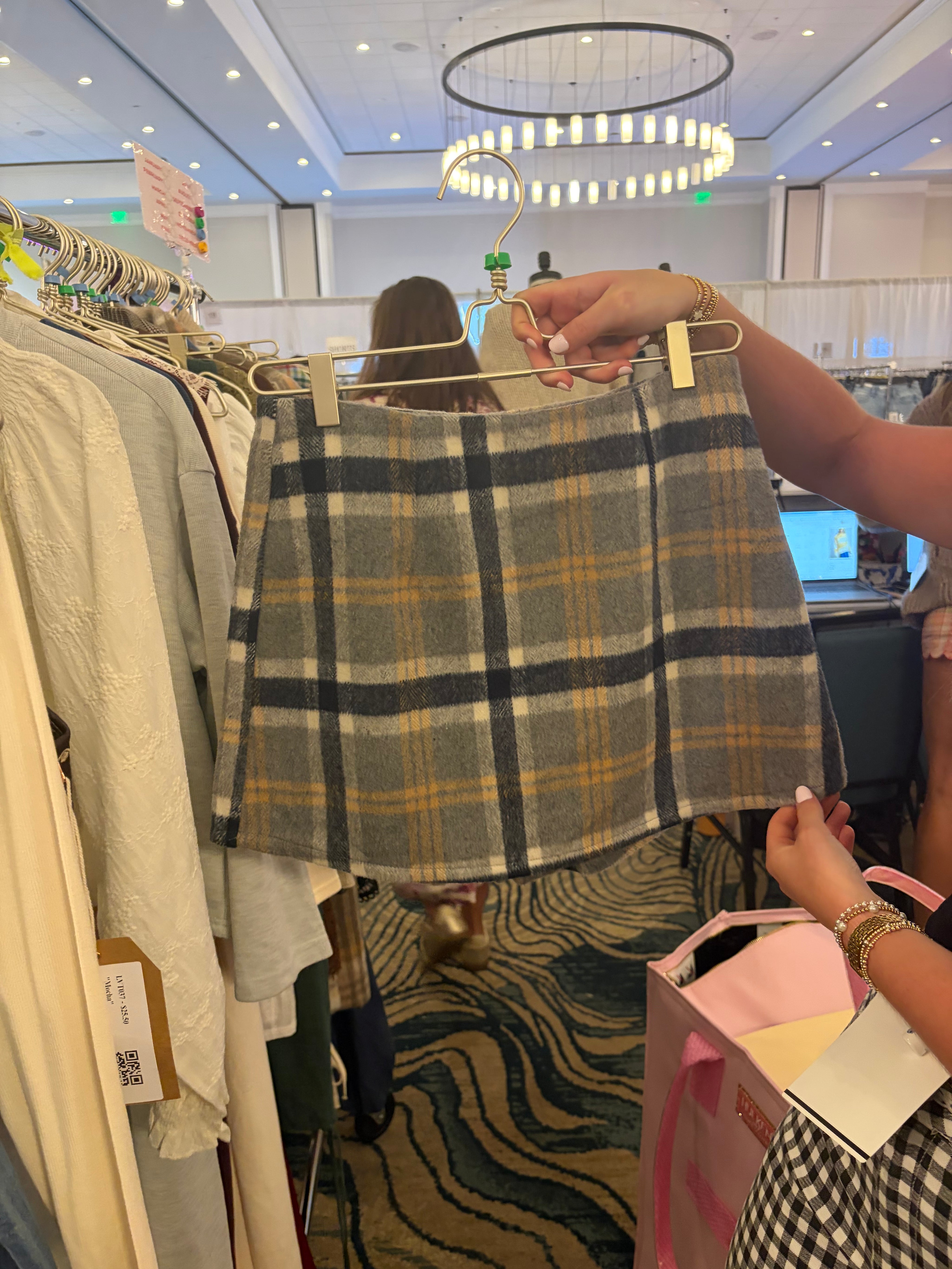 Navy Plaid Skort — color: navy plaid