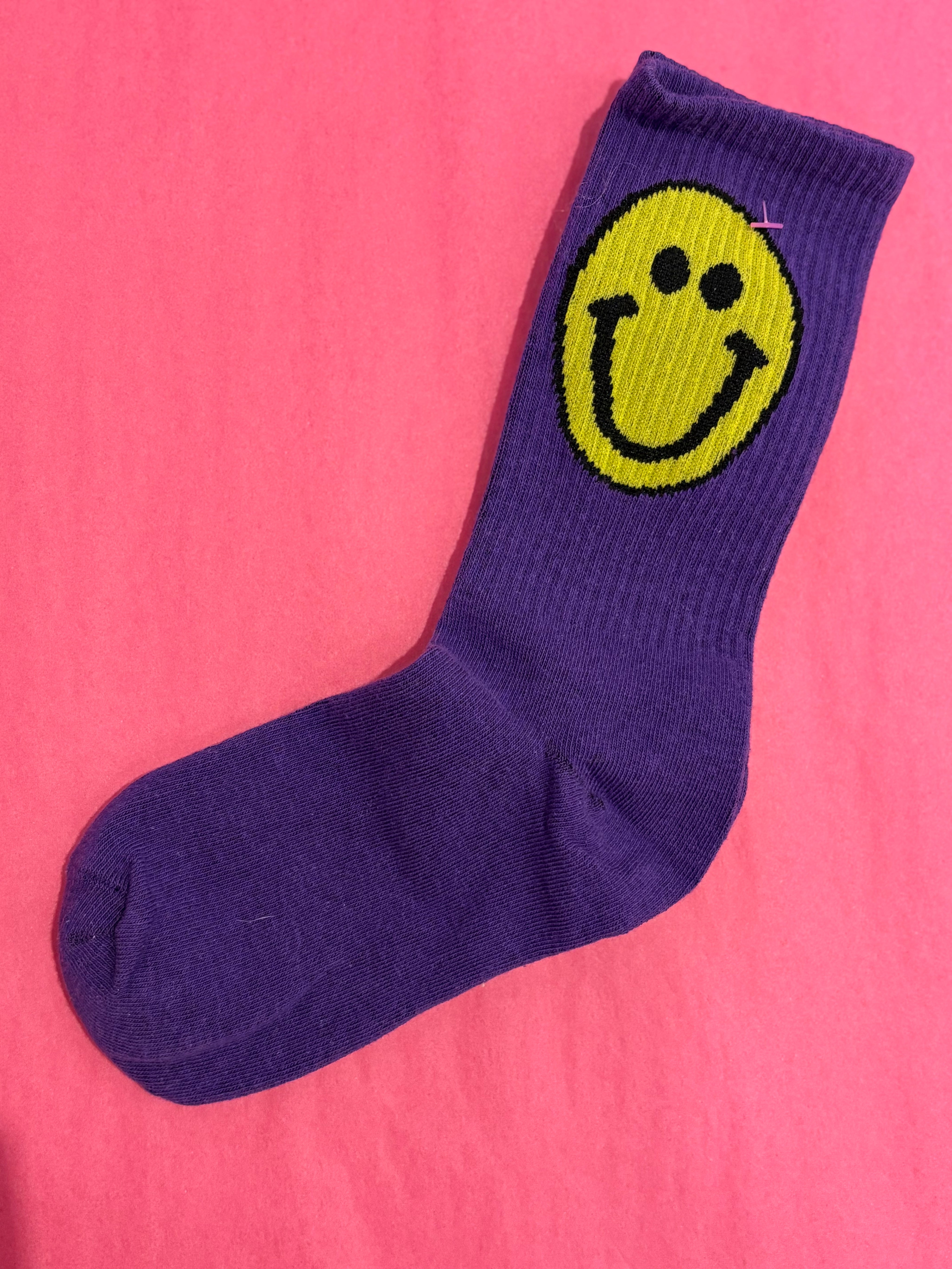 Purple Smiley Face Socks