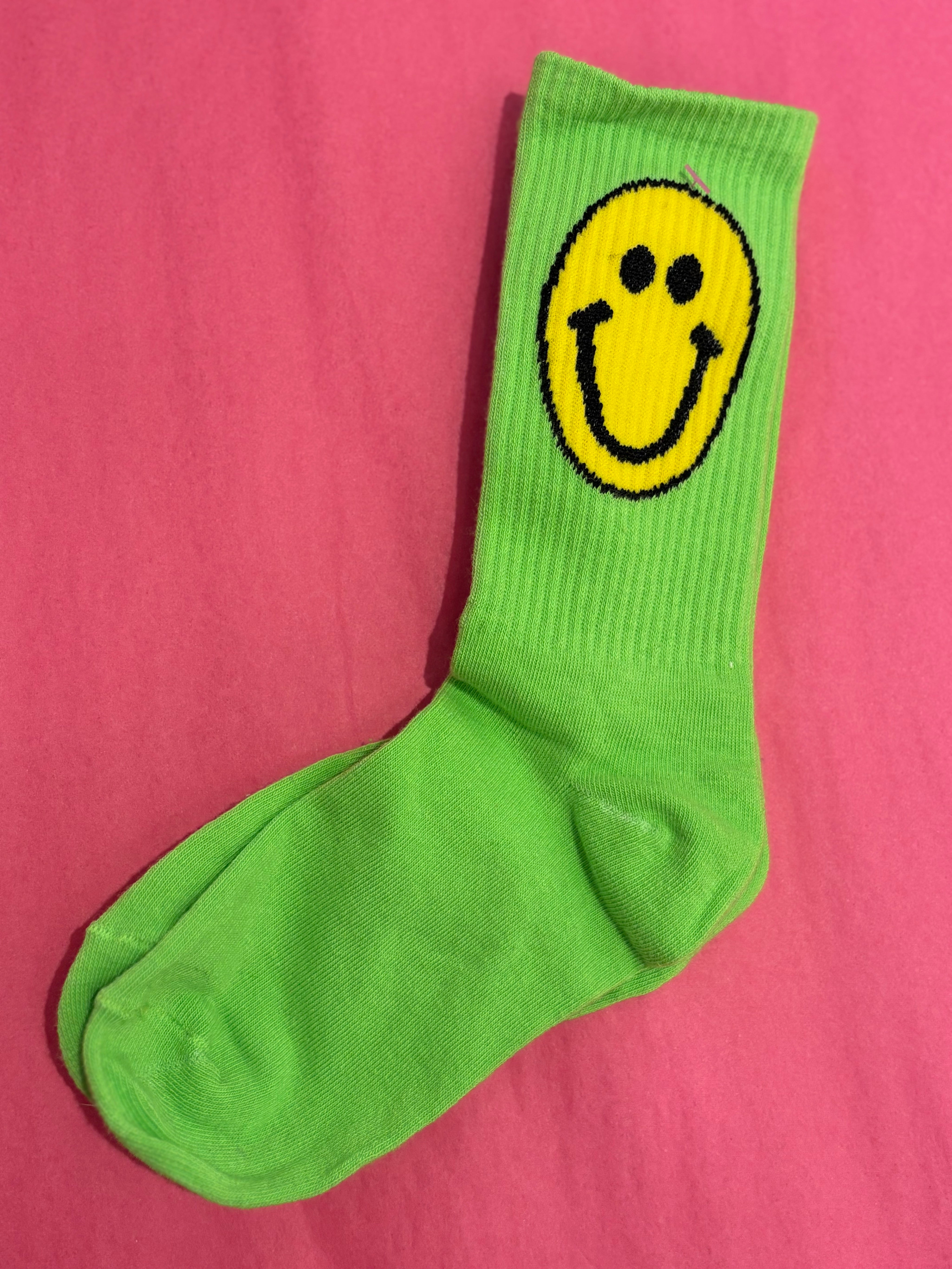 Green Smiley Face Socks