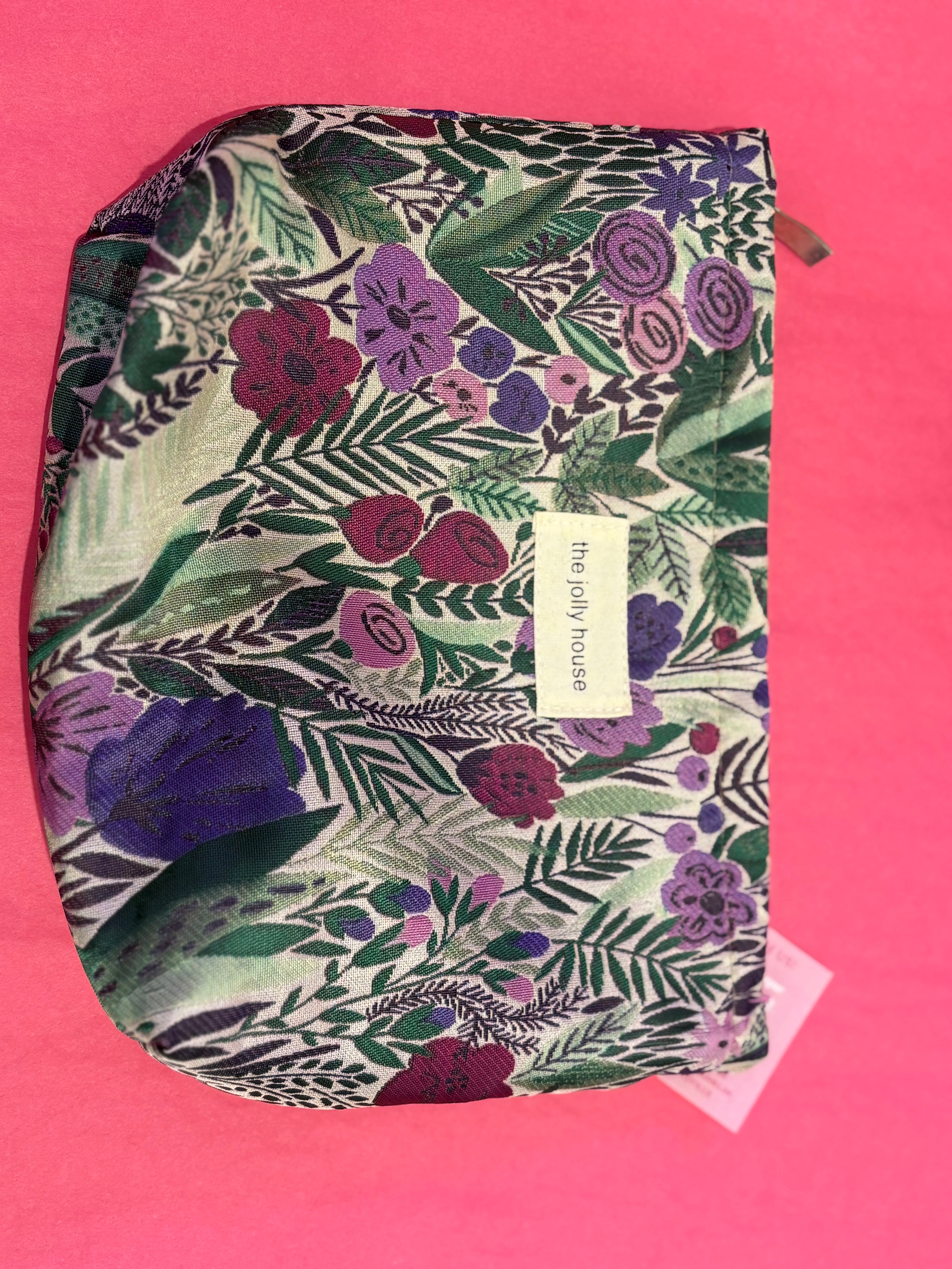 Green Floral Makeup Bag