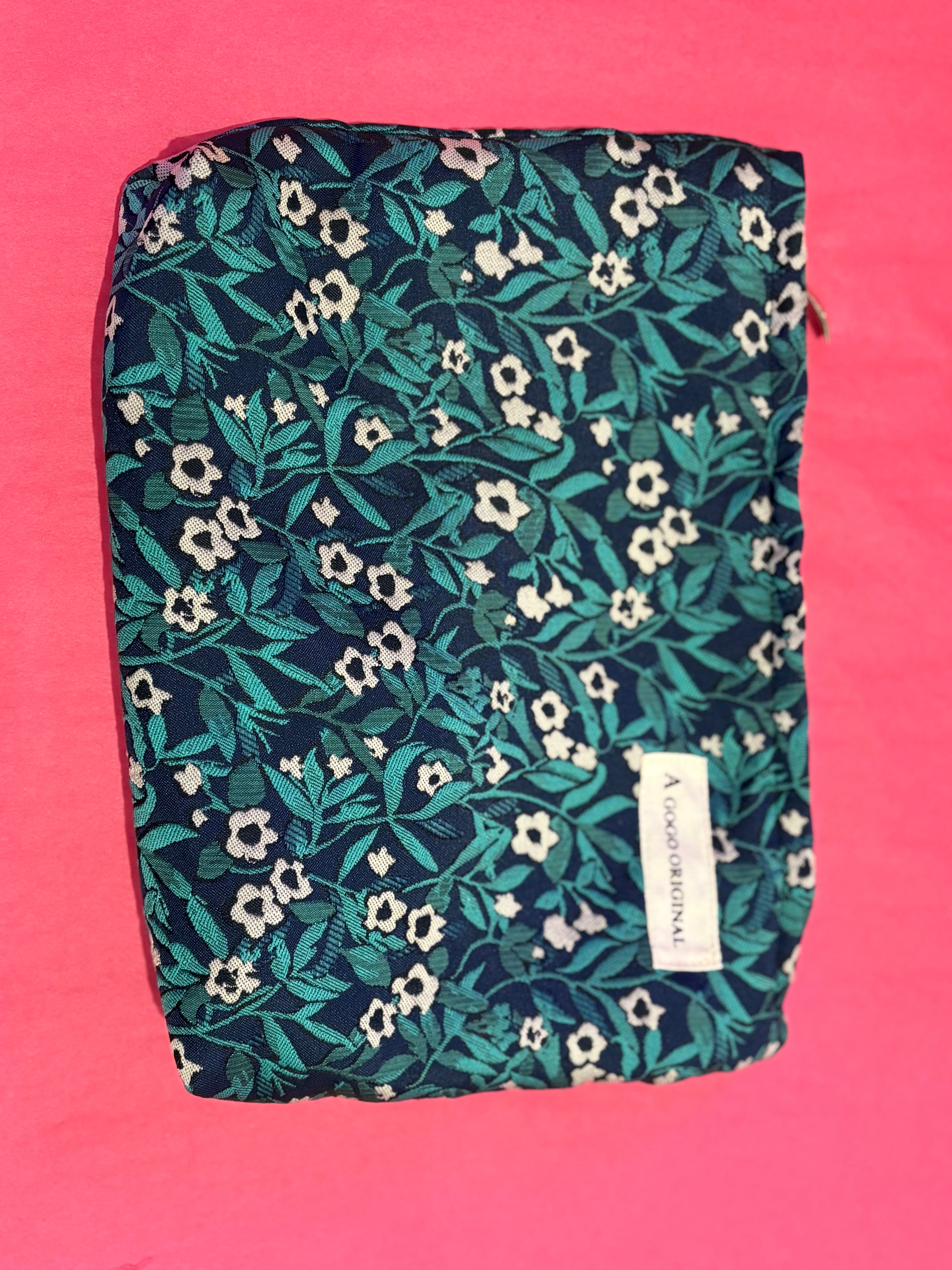 Blue Floral Makeup Bag