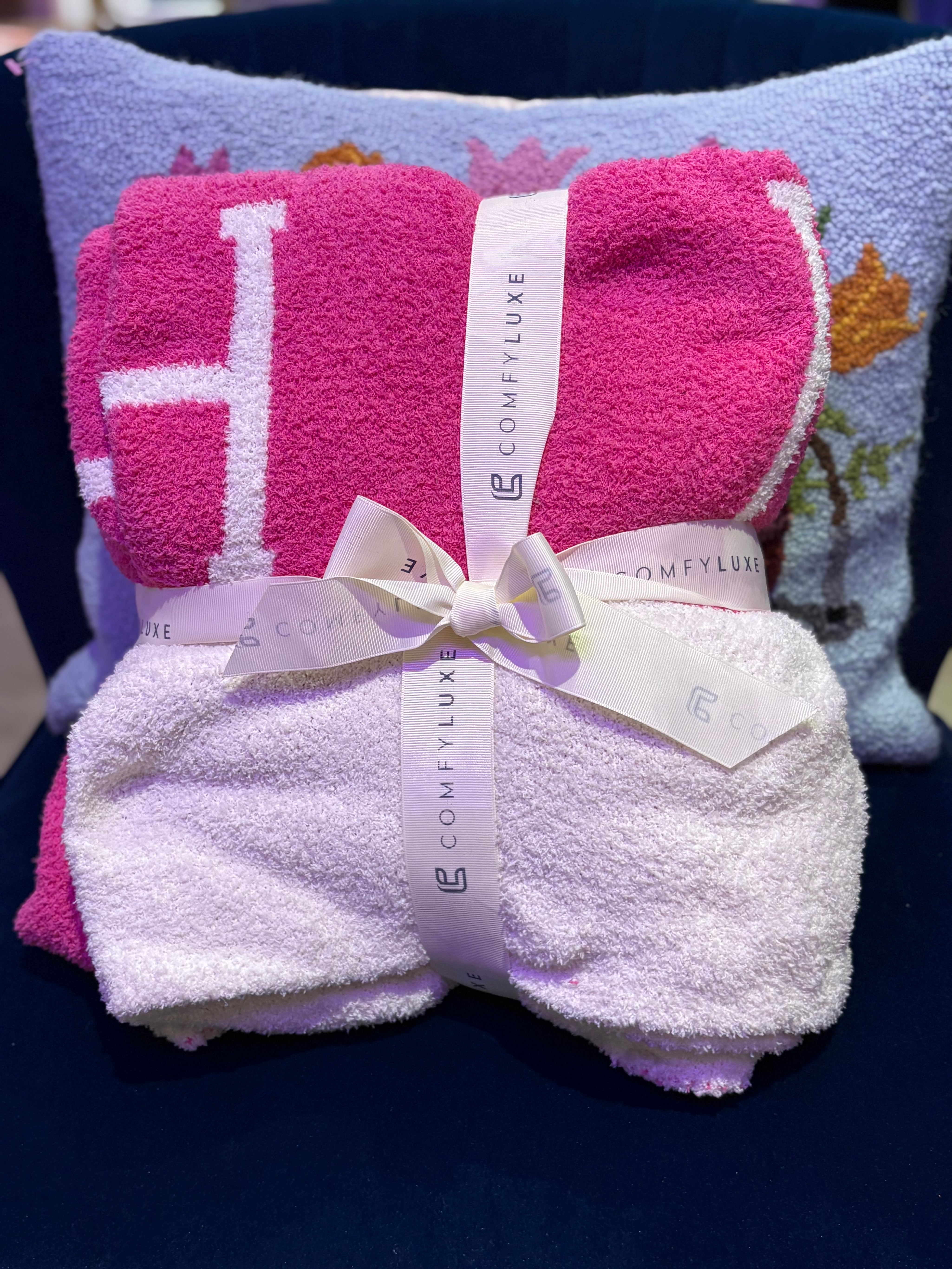 Pink Cozy H Throw Blanket