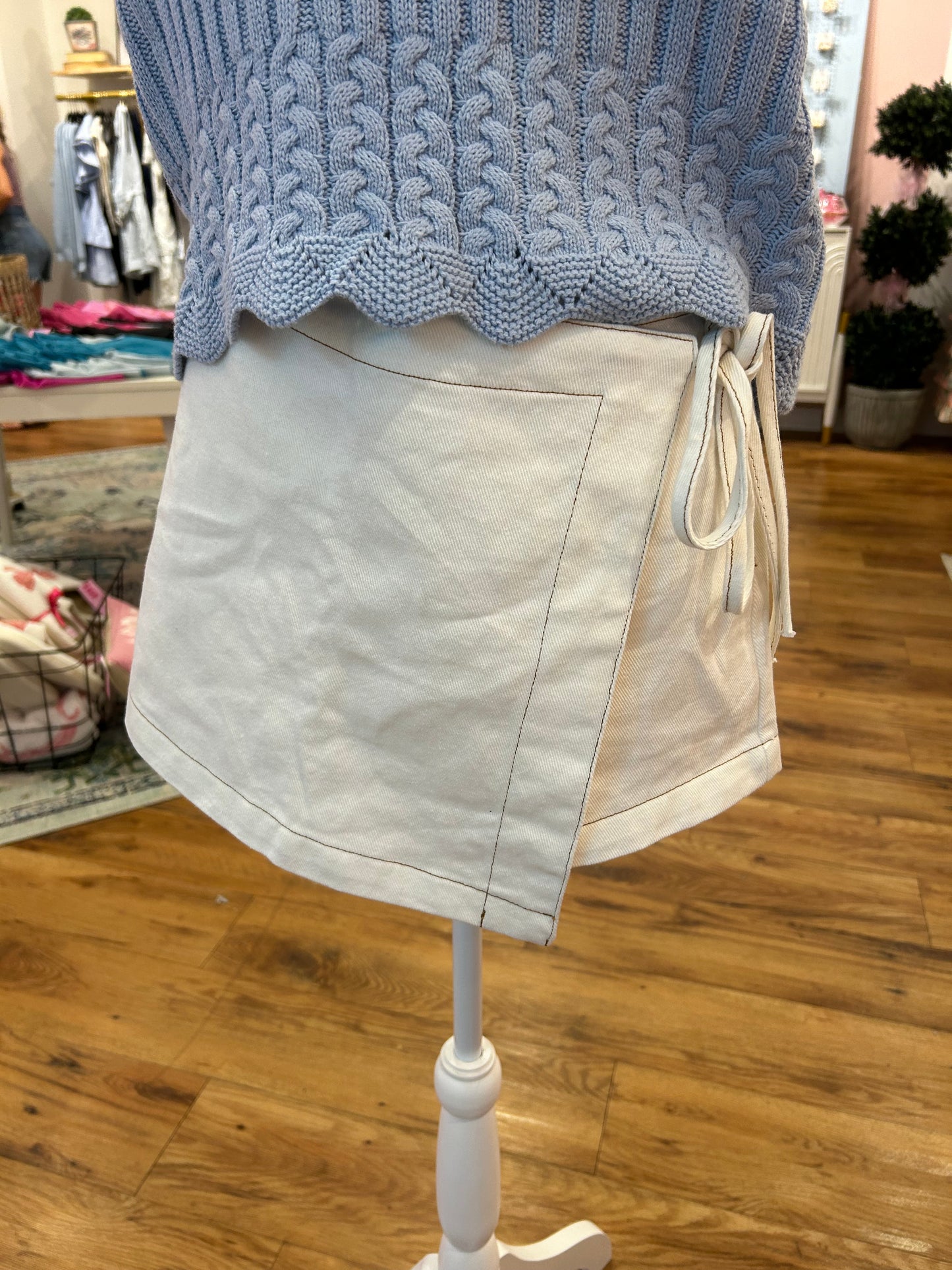 White Mini Denim Skort