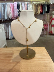 Gold Beaded Drop Necklace