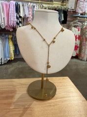 Gold Beaded Drop Necklace