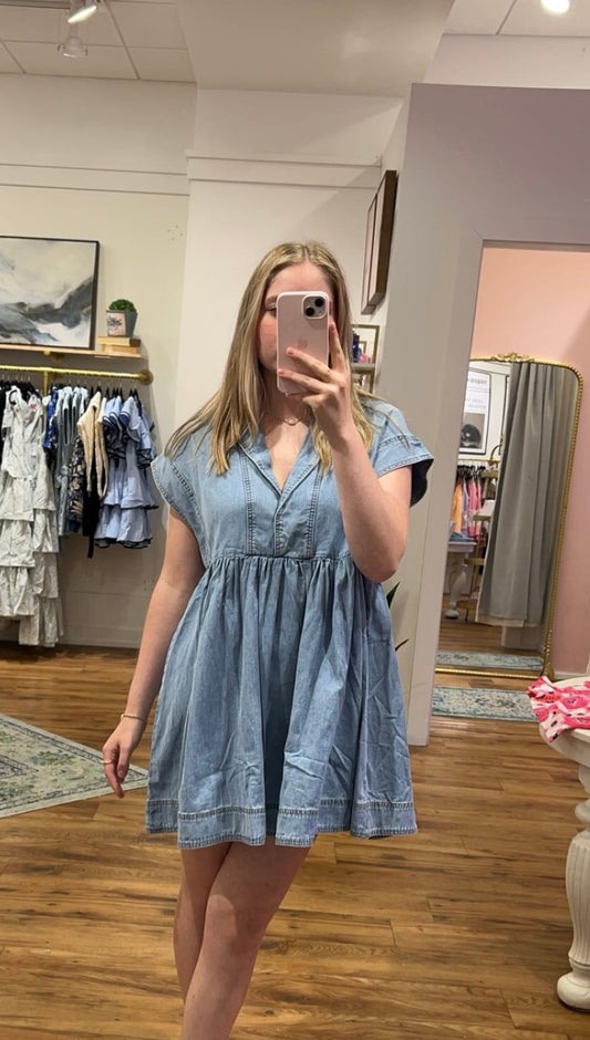 Denim Collar Mini Dress