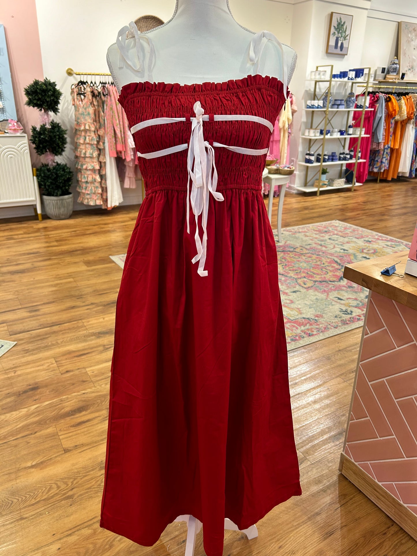 Crimson Bow Maxi Dress