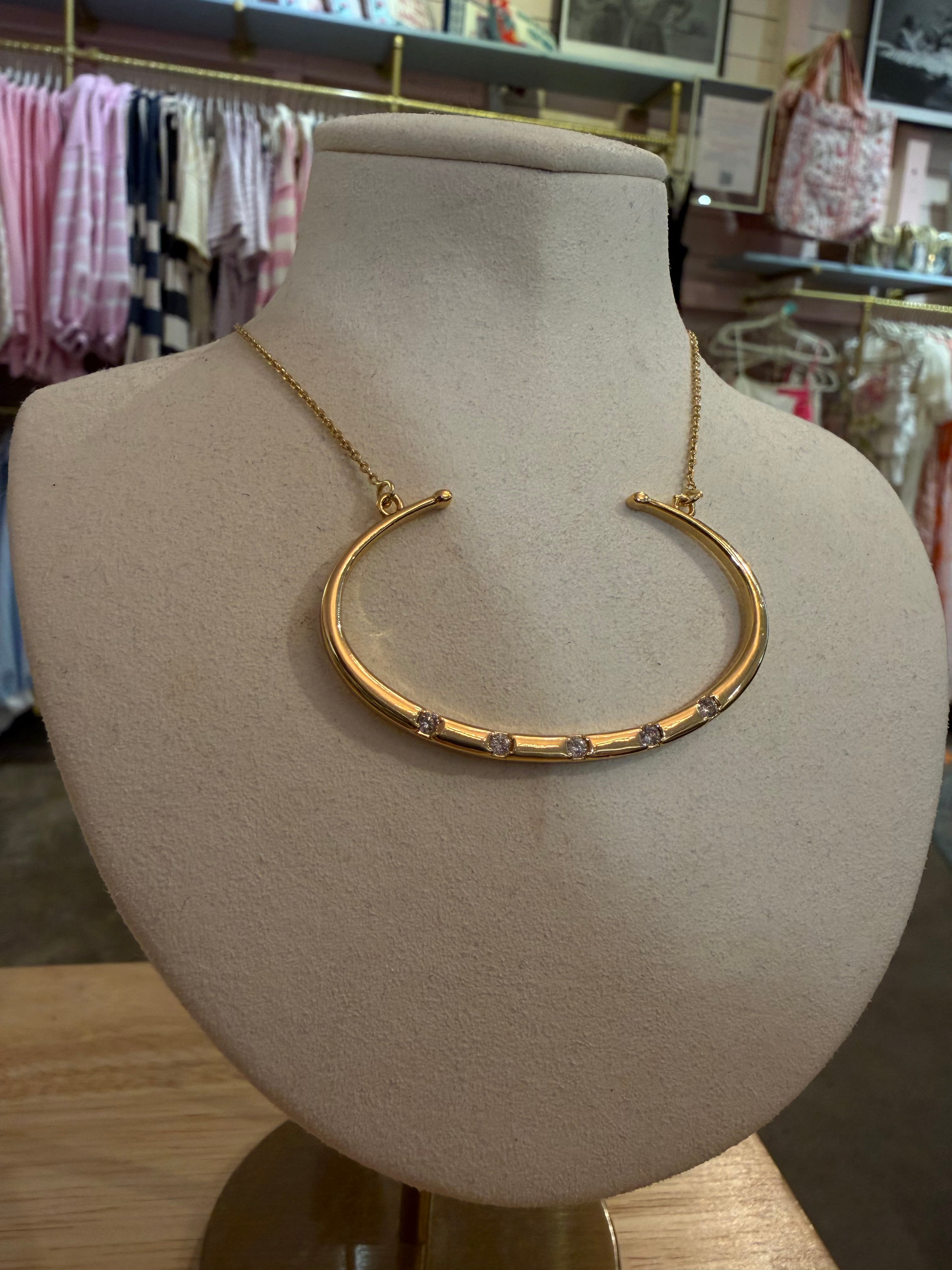 Statement Crescent Pendant Necklace