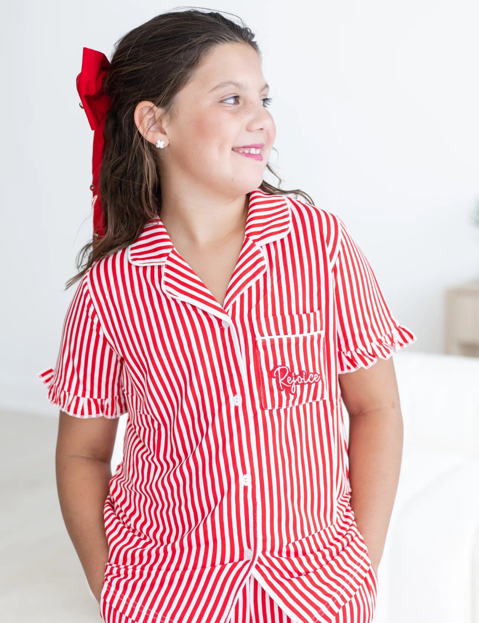 Kids Red Striped Pajama Set at Ninety Nine Boutique