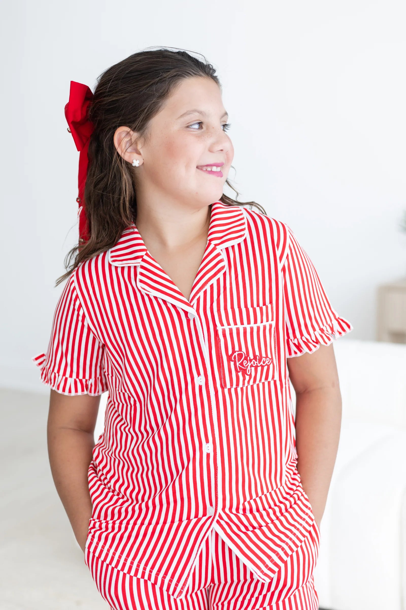 Kids Red Striped Pajama Set at Ninety Nine Boutique