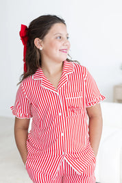 Kids Red Striped Pajama Set at Ninety Nine Boutique