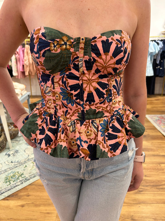 Deep Blush/Multi Corset Top