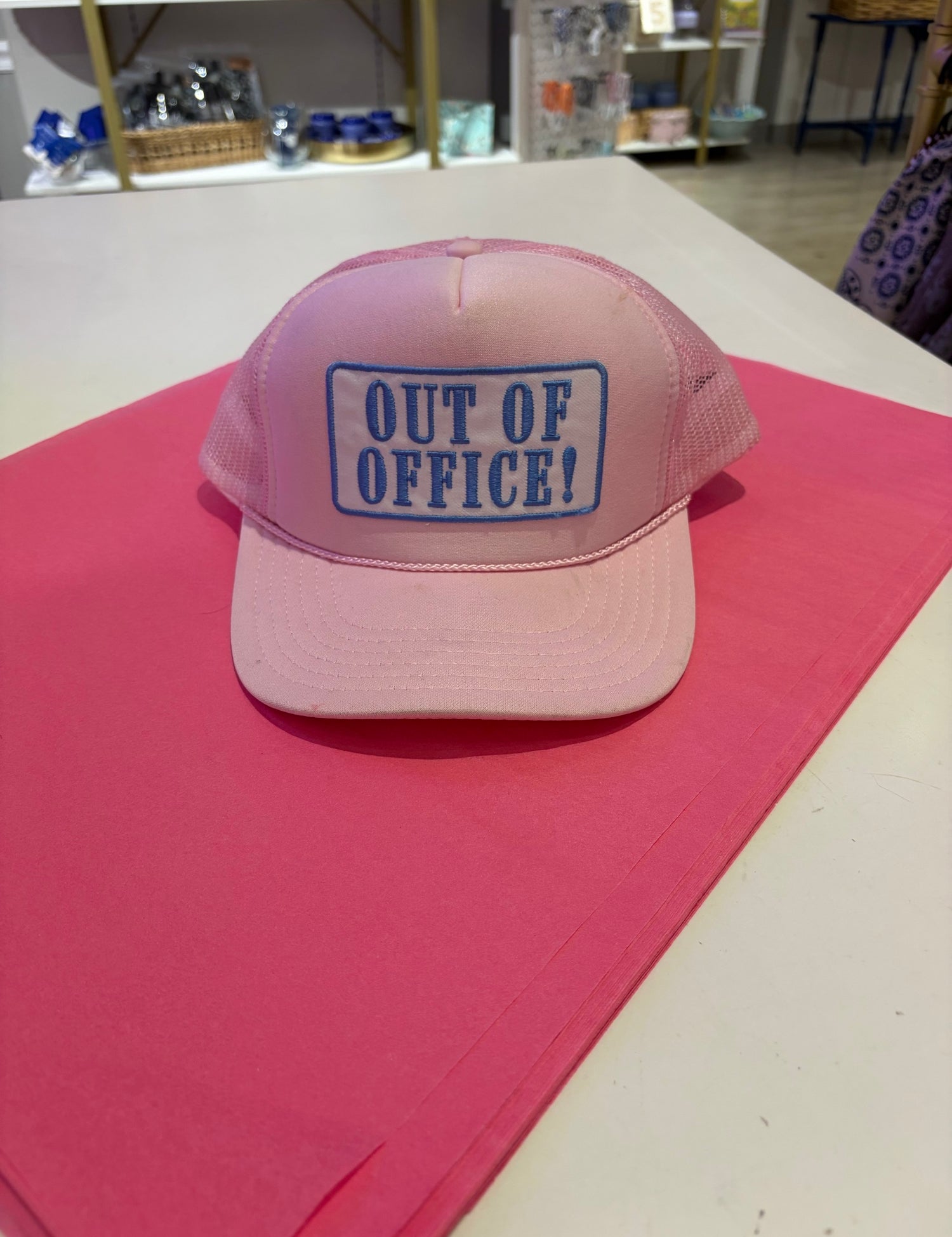 Light Pink Out Of Office Patch Trucker Hat