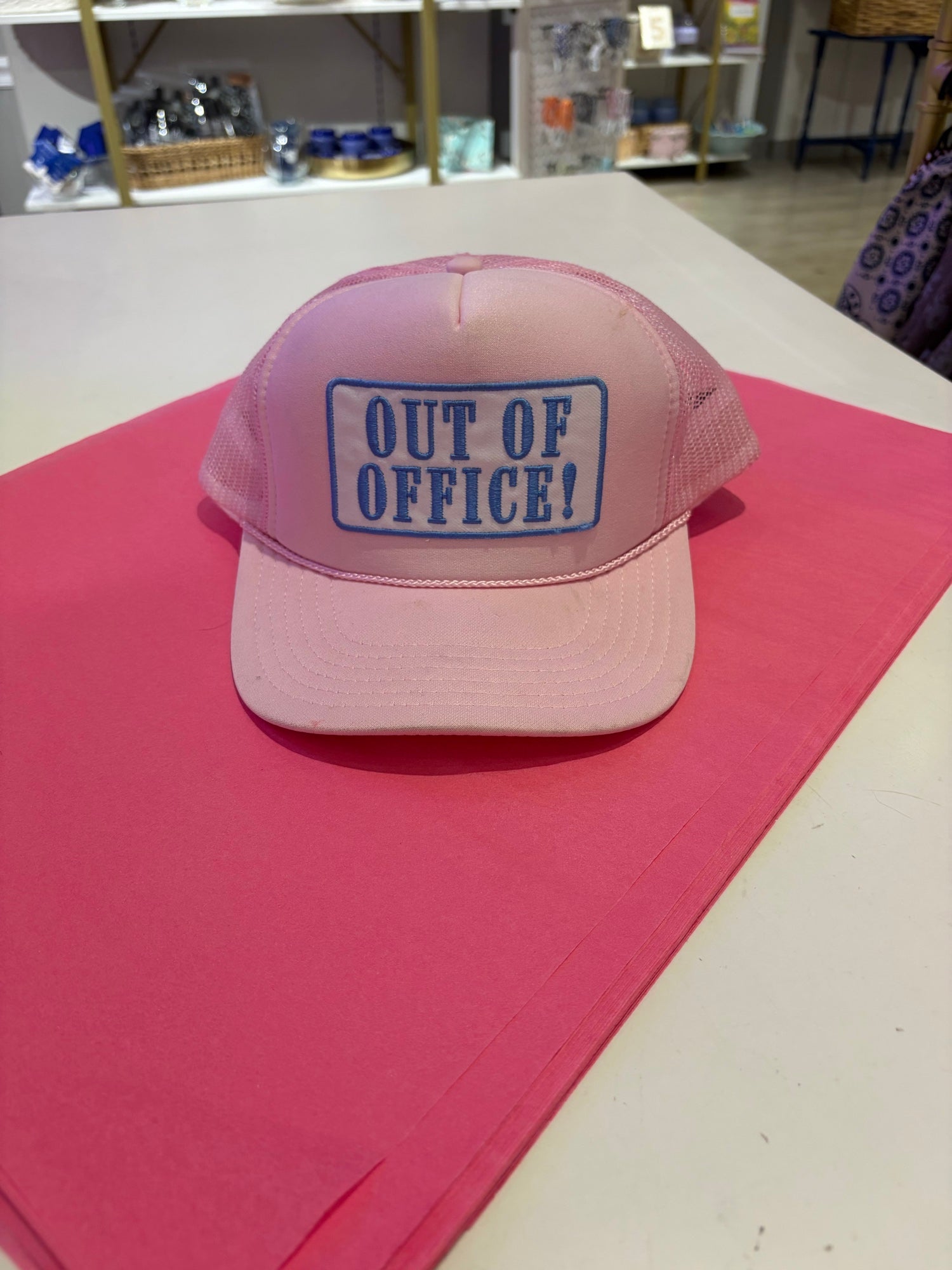 Light Pink Out Of Office Patch Trucker Hat