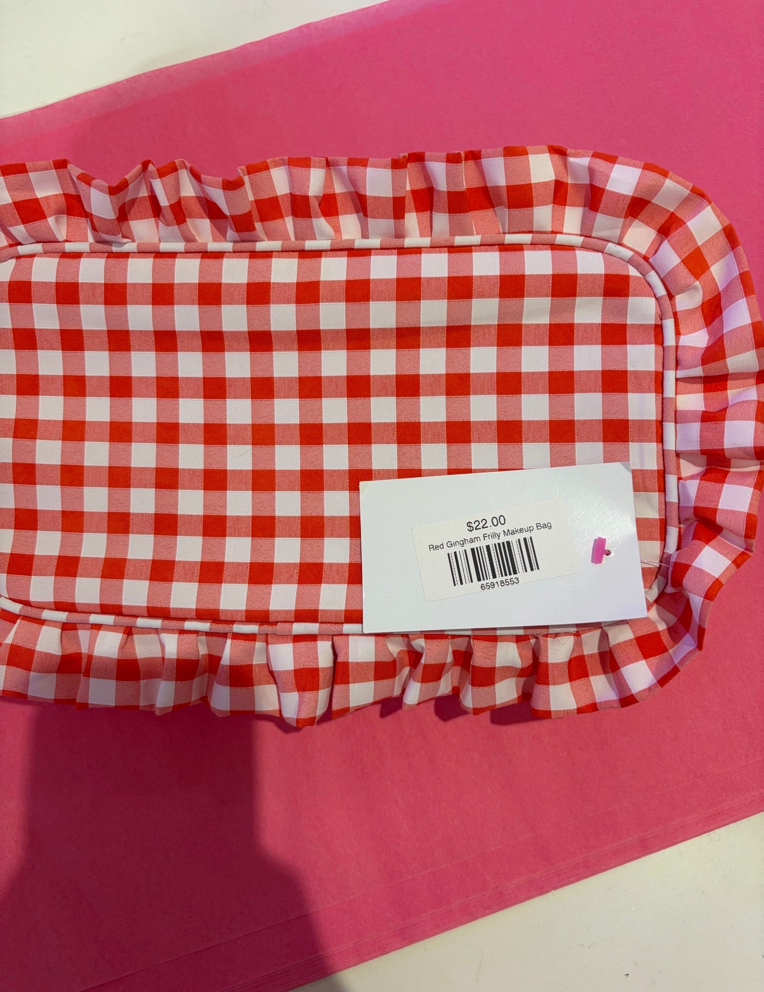 Red Gingham Frilly Makeup Bag