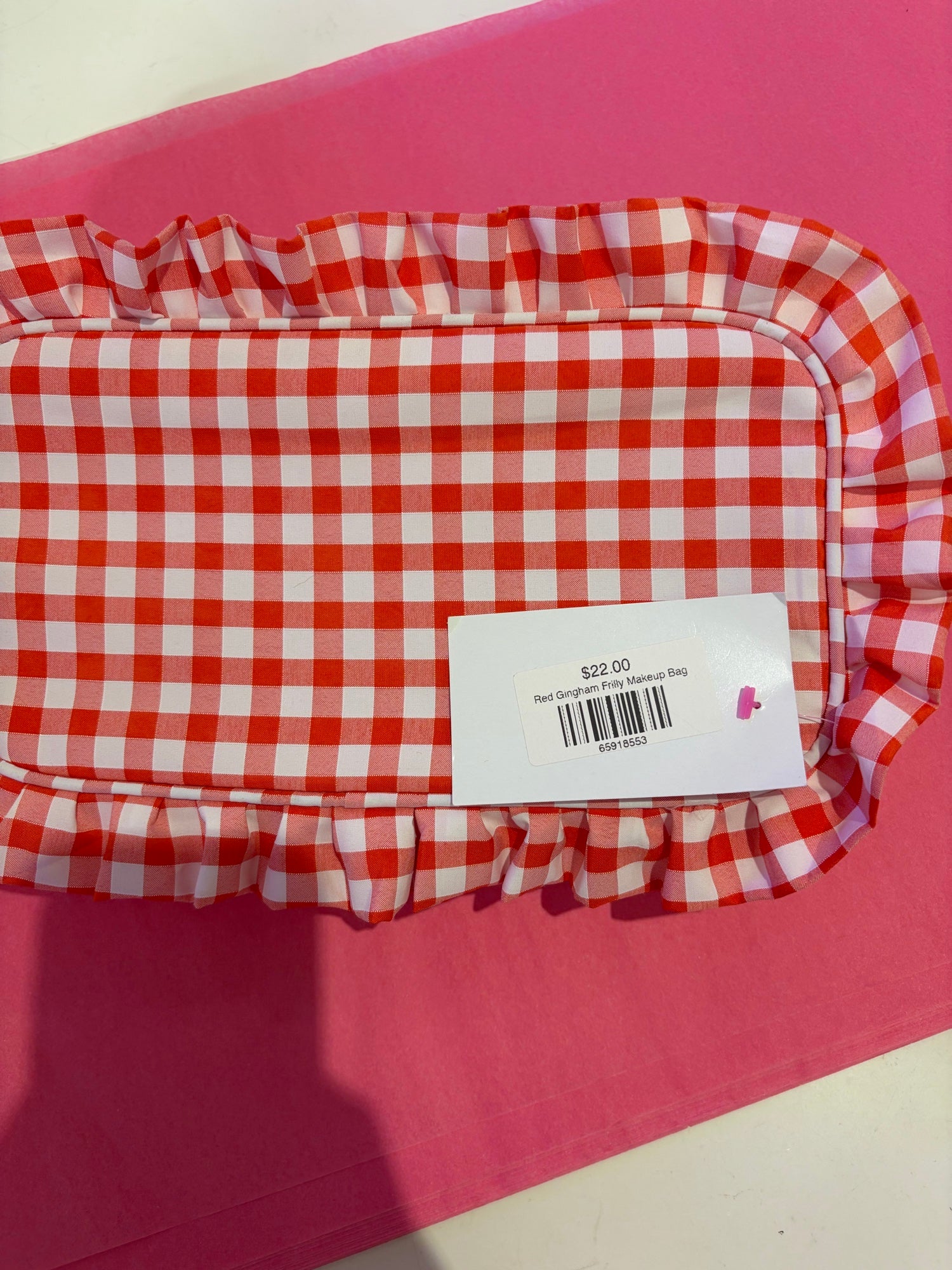 Red Gingham Frilly Makeup Bag