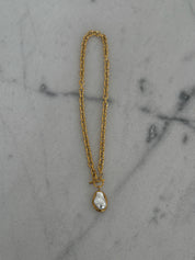 Gold Pearl Drop Pendant Necklace