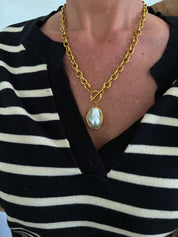 Gold Pearl Drop Pendant Necklace