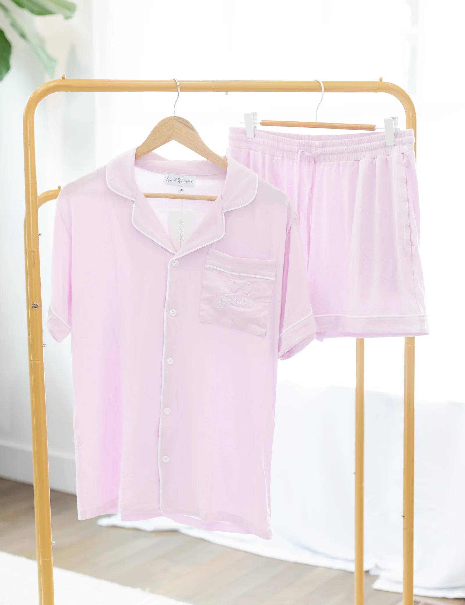Grace Embroidered Pajama Set at Ninety Nine Boutique