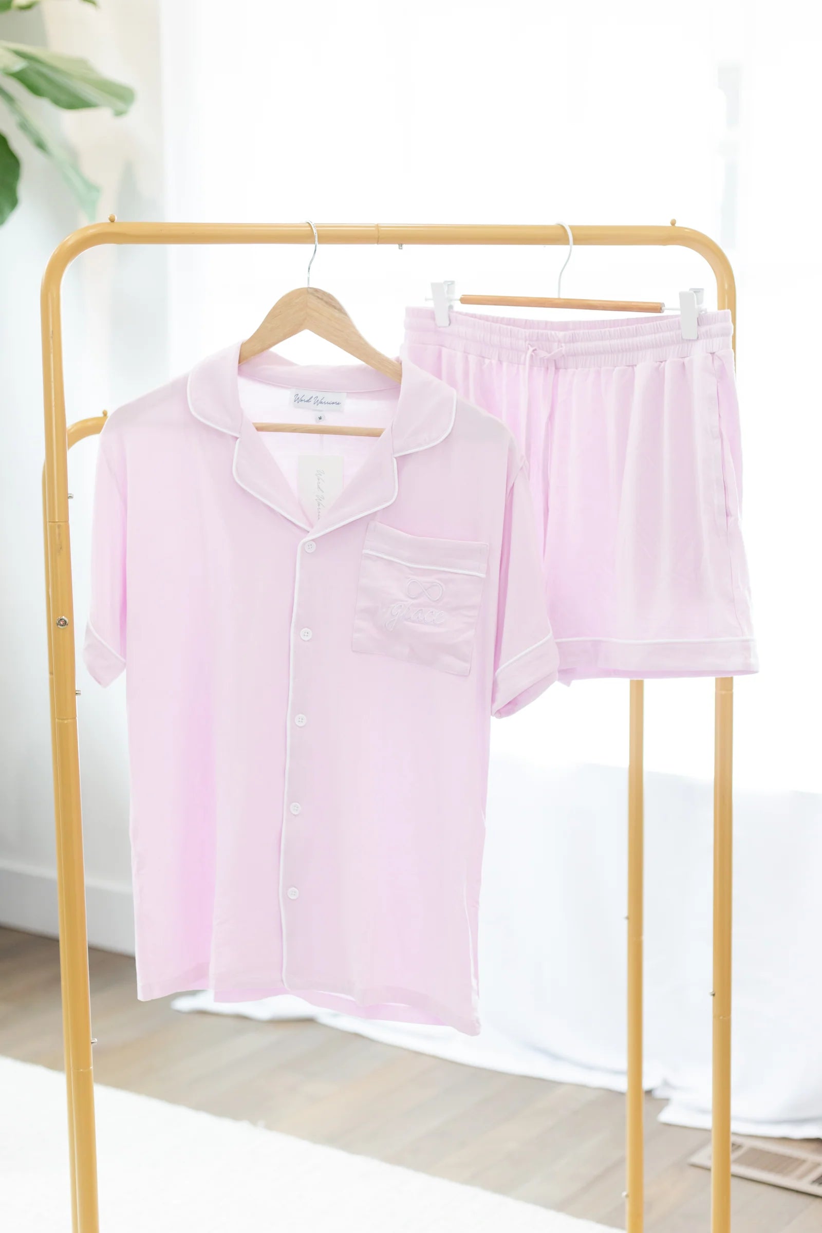 Grace Embroidered Pajama Set at Ninety Nine Boutique