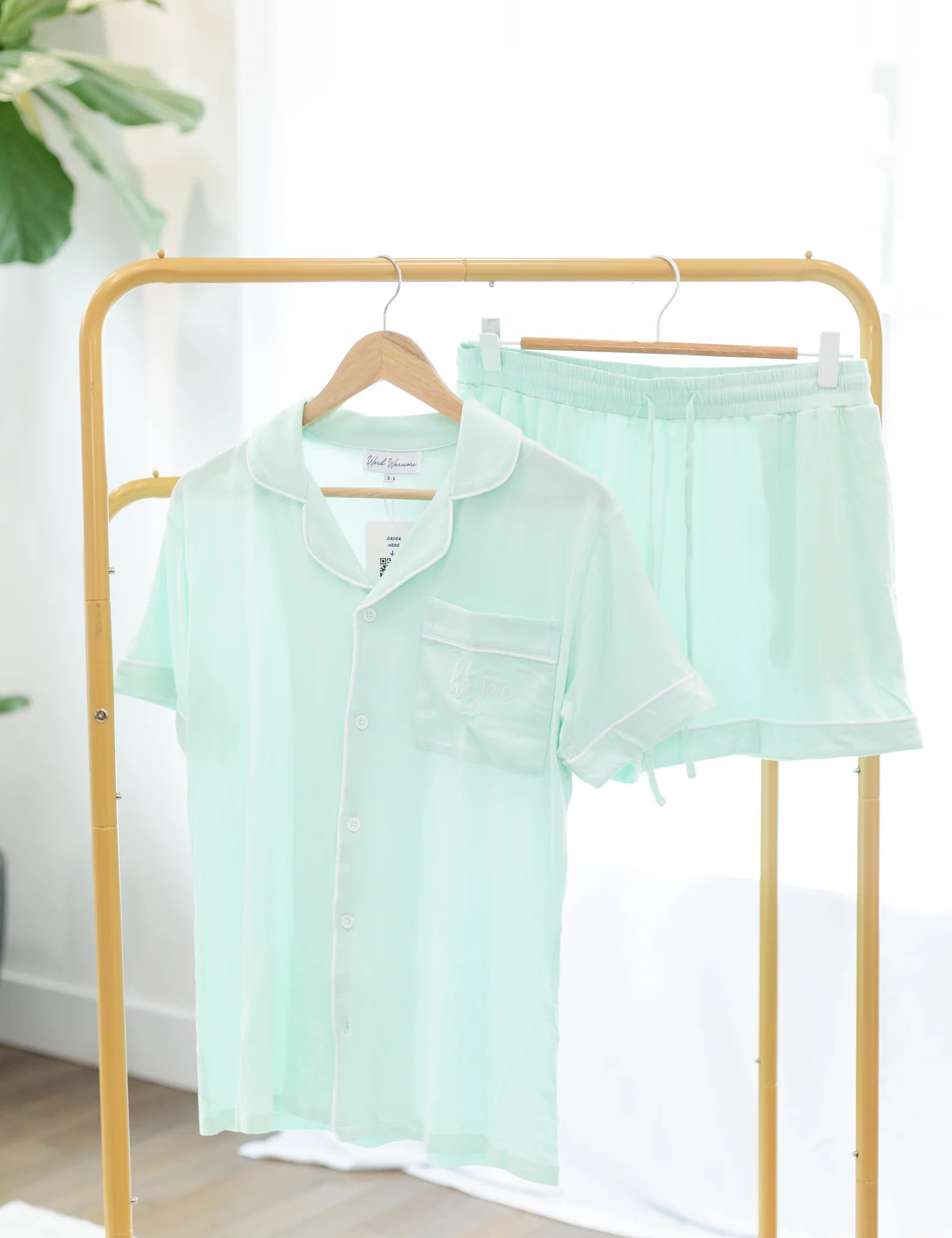 Hope Embroidered Pajama Set at Ninety Nine Boutique