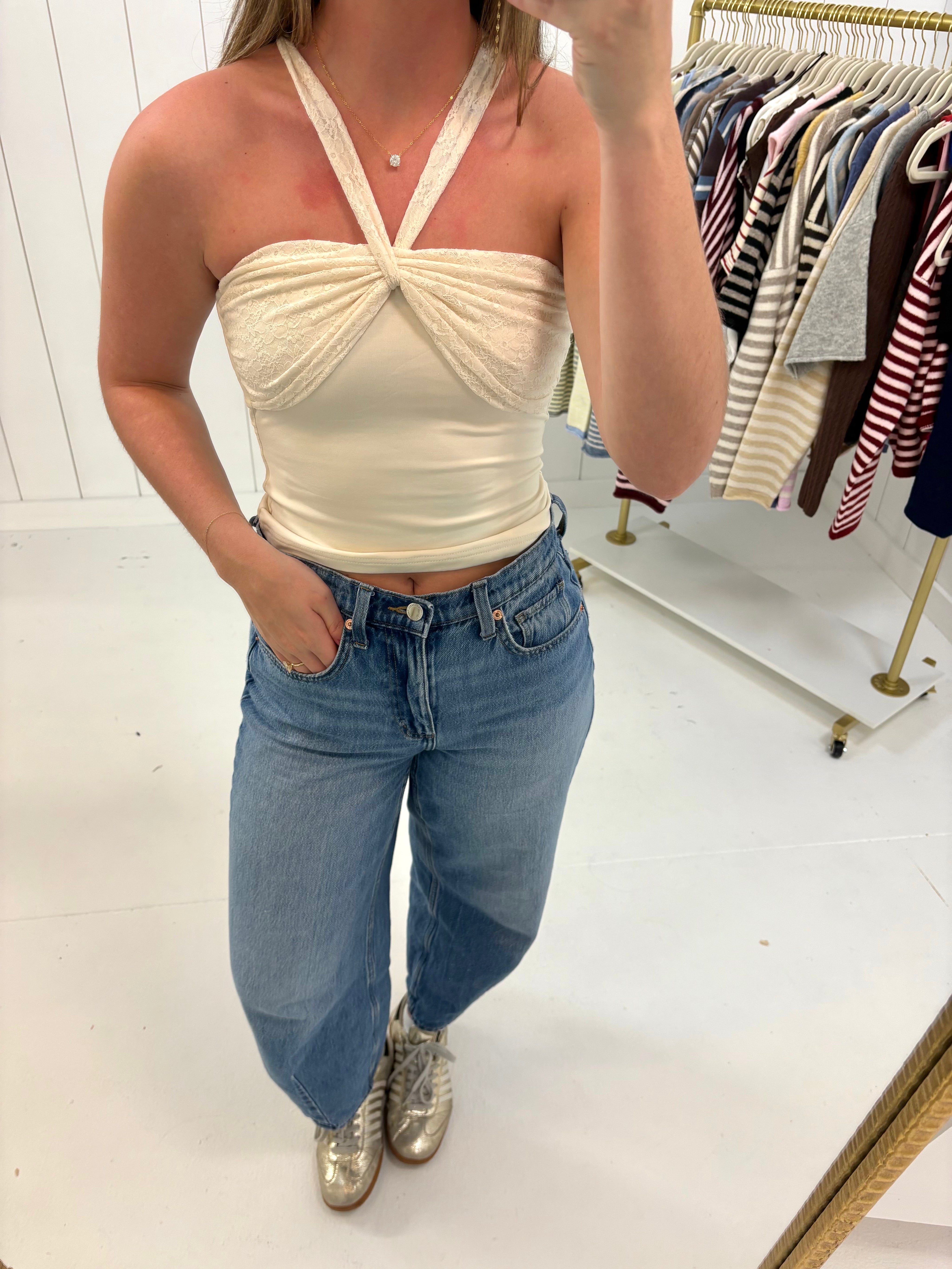 Cream Lace Top