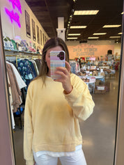 Yellow Layered Crew Pullover at Ninety Nine Boutique, view 4