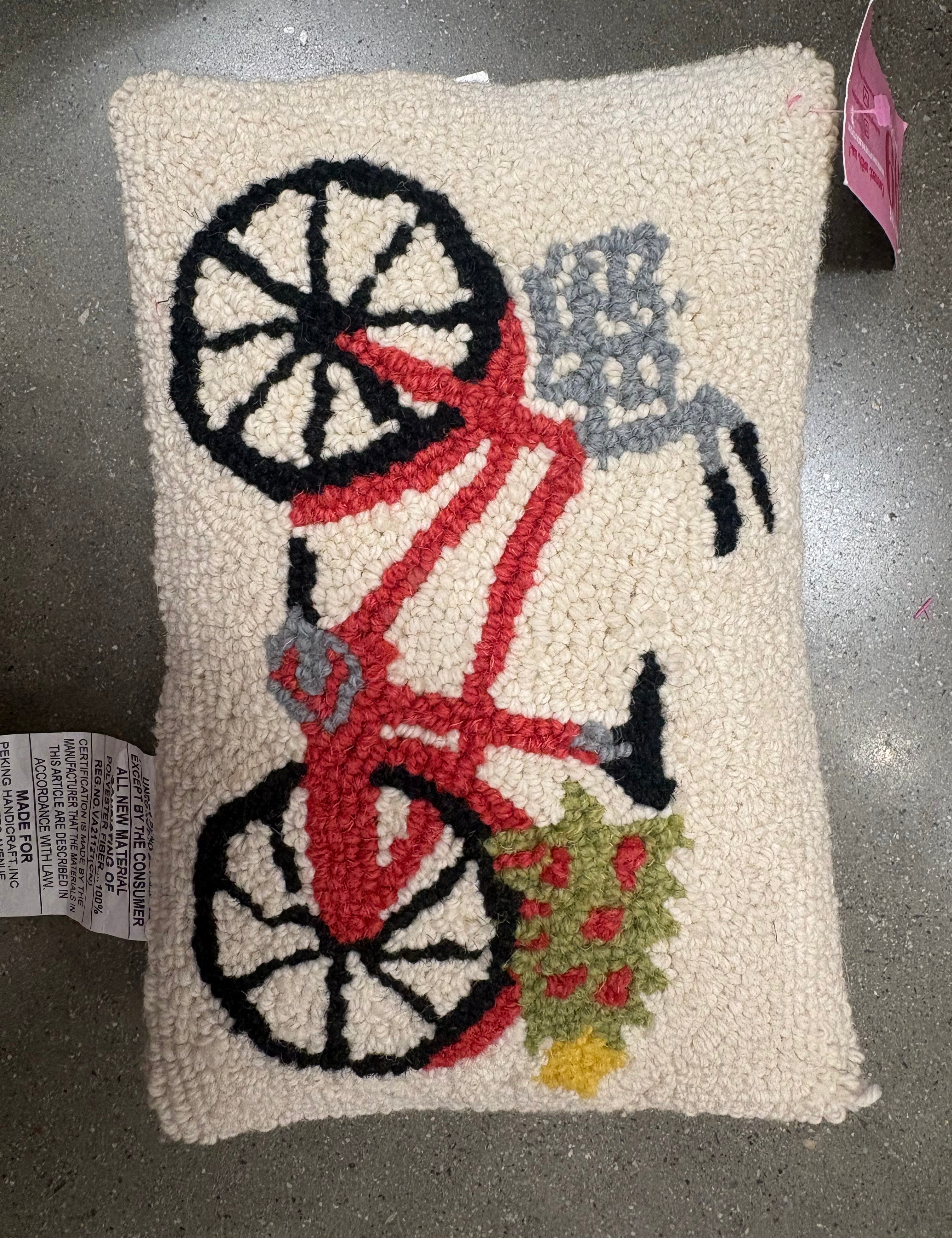 Cream Holiday Bike Hook Pillow at Ninety Nine Boutique