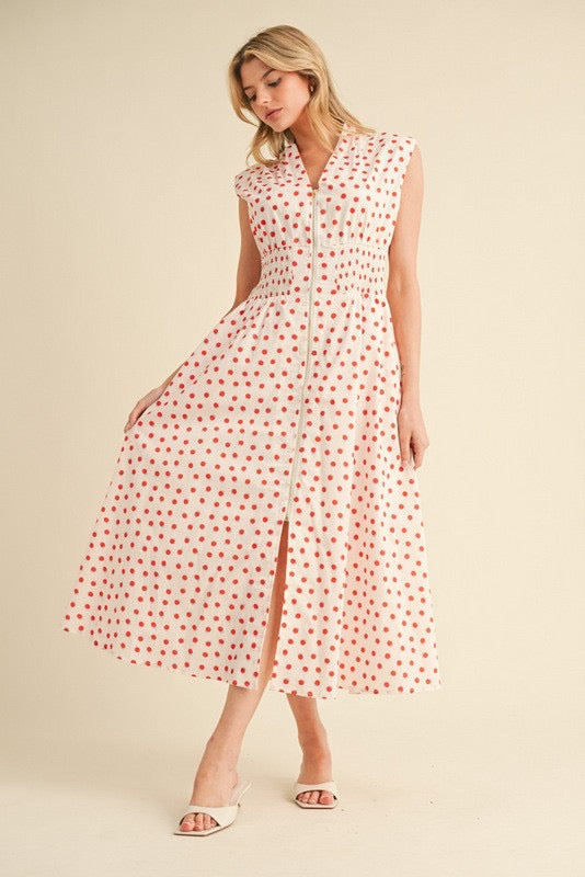 Red & White Polkadot Maxi Dress
