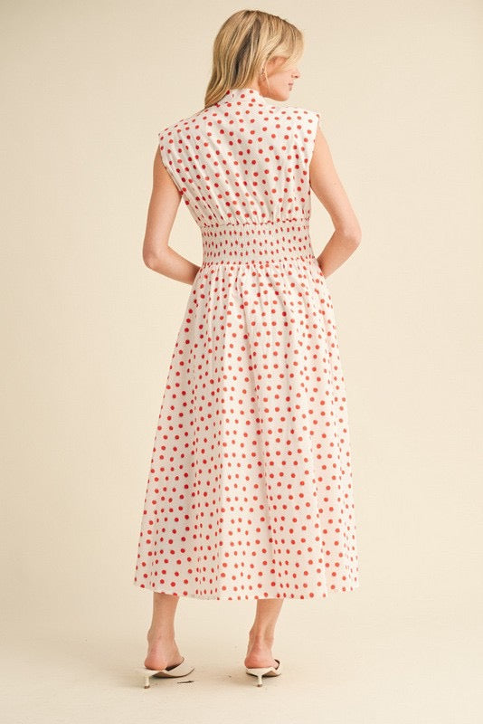Red & White Polkadot Maxi Dress