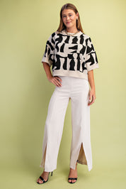 Black & White Printed Sweater