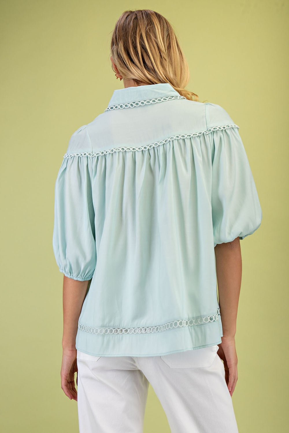 Blue Button Down Blouse Top