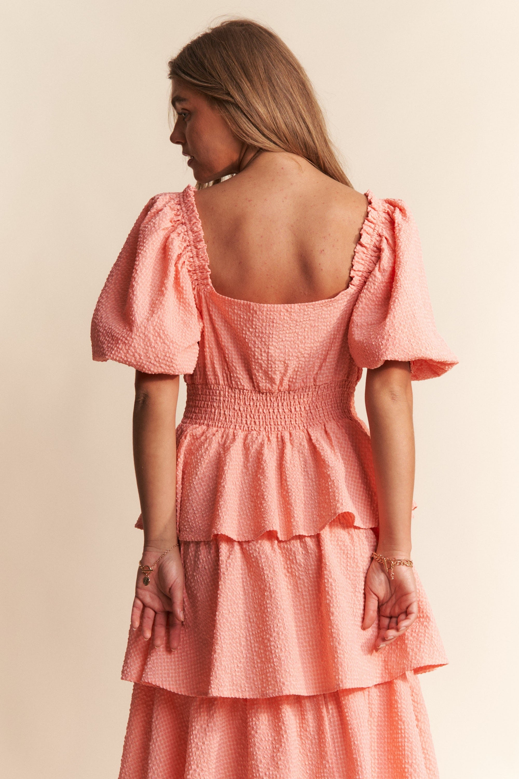 Pink Tiered Ruffle Maxi Dress