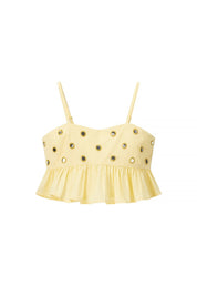 Yellow Eyelet Top & Skirt Set