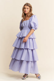 Lavender Tiered Ruffle Maxi Dress