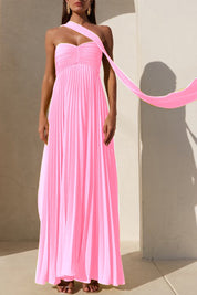 Pink Pleated Maxi Dress