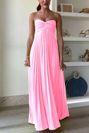 Pink Pleated Maxi Dress