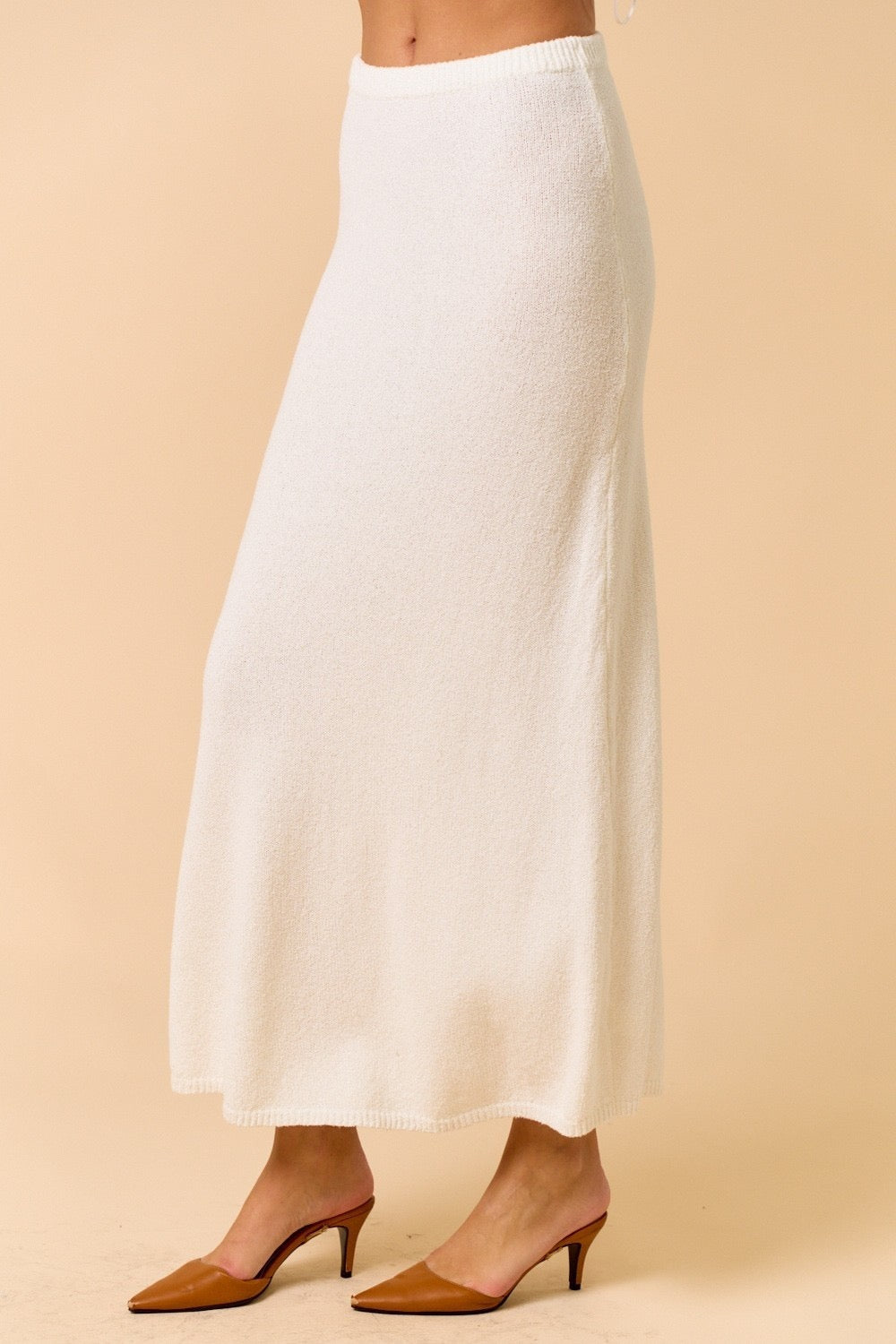 White Button Down Sweater & Skirt Set