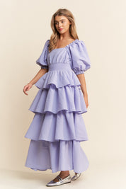 Lavender Tiered Ruffle Maxi Dress