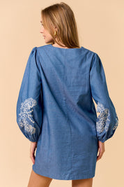 Denim Puff Sleeve Mini Dress